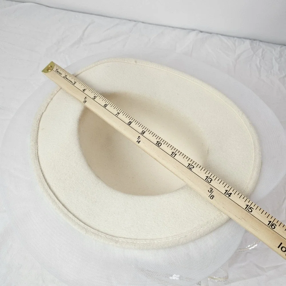 Womens Church Hat Vintage Ivory Fluffy Feathers Tulle Bow Easter Kentucky Derby
